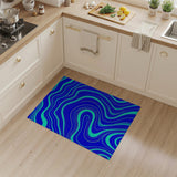 Blue Teal Wave Abstract Area Rug