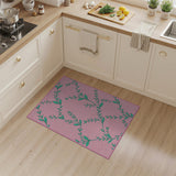 Pink Green Vine Leaf Art Deco Area Rug