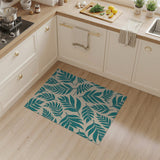 Coastal Beach Teal Palm Leaf Coastal Area Rug