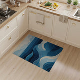 Coastal Beach Blue and Teal Ocean Waves Blue Teal Area Rug
