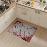 Pink Cherry Blossom Hummingbird Area Rug