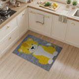 Cute Yellow Lion Cartoon Kids Area Rug with Stars