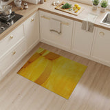 Vibrant Yellow Curved Shag Area Rug