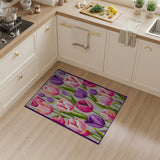 Vintage Pink Purple Tulip Floral Area Rug