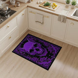 Purple Cat Skull Floral Area Rug