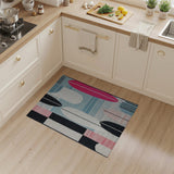 Abstract Geometric Teal Pink Area Rug