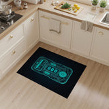 Futuristic Neon Circuit Blue Teal Area Rug