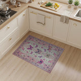 Vintage Pink Butterfly Floral Floral Vintage Area Rug