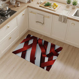 Red Ribbon Cross Geometric Area Rug