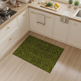 Yellow Bold Yellow Black Wavy Stripe Area Rug