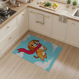 Cute Flying Puppy with Red Scarf Cartoon Rug