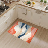 Abstract Wave Area Rug in Orange and Blue