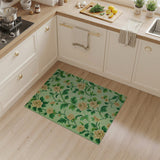 Cream Roses Light Green Floral Area Rug