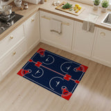 Navy Blue Bull Hockey Rink Geometric Area Rug