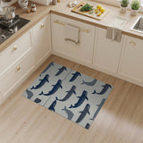 Navy Whale Silhouette Coastal Area Rug