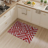Red Bold Red Geometric Lattice Area Rug