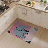 Cute Gray Elephant on Vibrant Pink Kids Rug
