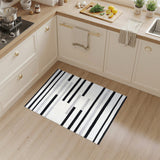 Black and White Geometric Striped Area Rug
