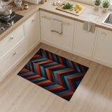 Vibrant Blue Orange Chevron Geometric Area Rug