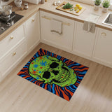 Psychedelic Green Skull Area Rug