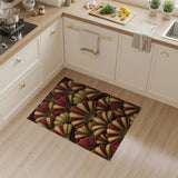 Luxurious Red Gold Feather Art Deco Area Rug