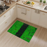Neon Green Geometric Circuit Area Rug