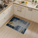 Abstract Geometric Navy Blue Gold Area Rug