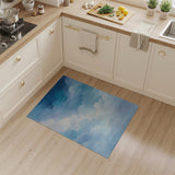 Dreamy Blue Watercolor Clouds Area Rug
