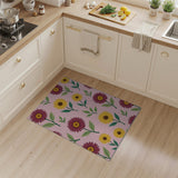 Pink Magenta Daisy Sunflower Pattern Area Rug