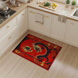 Majestic Black Dragon Red Area Rug