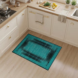 Geometric Modern Blue and Teal Teal Black Geometric Abstract Area Rug