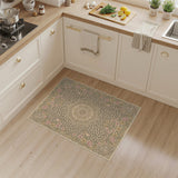 Beige Leopard Floral Medallion Area Rug