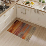 Distressed Orange Striped Area Rug