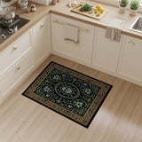 Gothic Emerald Skull Floral Area Rug