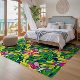 ODIKA Washable Tropical Floral Low Pile Non-Slip Area Rug