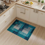 Teal Navy Geometric Patchwork Area Rug