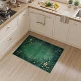 Teal Green Floral Vine Border Area Rug