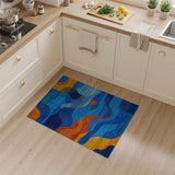 Vibrant Abstract Wave Area Rug in Blue Orange