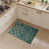 Teal Woven Vine Lattice Coastal Rug