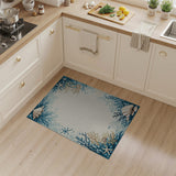 Coastal Seashell Coral Border Area Rug