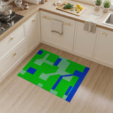 Vibrant Green Blue Geometric Modern Area Rug