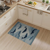 Whales Swimming Blue Teal Area Rug