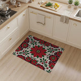 Festive Poinsettia Medallion Area Rug