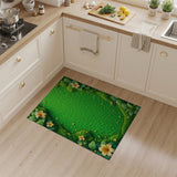 Lush Green Moss Meadow with Frangipani Flowers Rug
