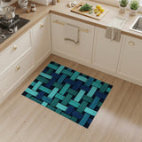 Teal Blue Woven Geometric Area Rug