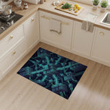 Futuristic Teal Data Center Geometric Area Rug