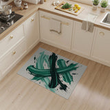 Green Brush Stroke Abstract Area Rug