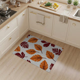 Vibrant Orange Monstera Leaf Pattern Area Rug