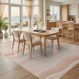Blush Pink Wavy Abstract Pink Area Rug