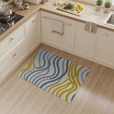 Abstract Wave Area Rug in Yellow Grey